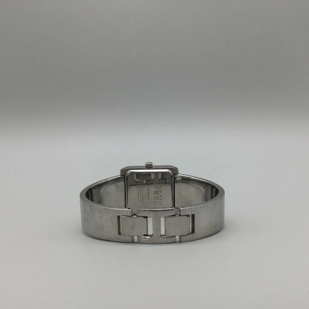 Fossil Womens Watch 25mm Square Silver Tone Steel FS-2563 New Battery 6.5